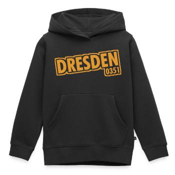 Dresde - 0351 - Indicatif régional - Saxe - Sweat Premium à capuche enfant bio - noir - Devant - AI Model Kid Male (0cm)