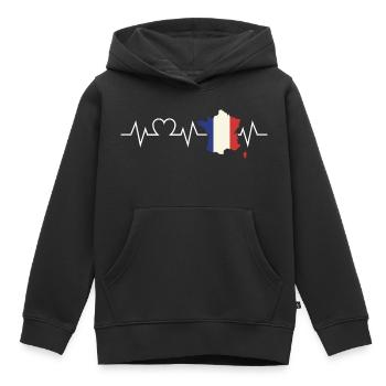 Franzose Französisch Herzschlag Frankreich - Kinder Premium Organic Hoodie - Schwarz - Vorne - AI Model Kid Male (0cm)