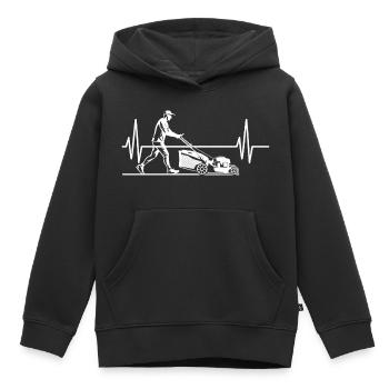 Tondeuse à gazon Heartbeat Herbe tondre jardinage - Sweat Premium à capuche enfant bio - noir - Devant - AI Model Kid Male (0cm)