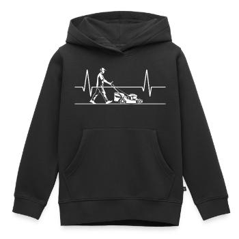 Tondeuse à gazon Heartbeat Herbe tondre jardinage - Sweat Premium à capuche enfant bio - noir - Devant - AI Model Kid Male (0cm)