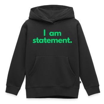 Aussage txt grün - Kinder Premium Organic Hoodie - Schwarz - Vorne - AI Model Kid Male (0cm)