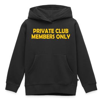 private club members only - Kids Premium Organic Hoodie - black - Front - AI Model Kid Male (0cm)