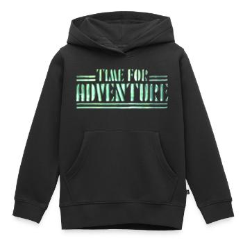 Le temps de l’aventure - Sweat Premium à capuche enfant bio - noir - Devant - AI Model Kid Male (0cm)