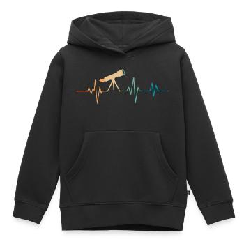 Heartbeat Retro Telescope - Kids Premium Organic Hoodie - black - Front - AI Model Kid Male (0cm)