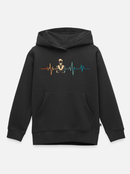 Heartbeat Retro Friseur - Kinder Premium Organic Hoodie - Schwarz
