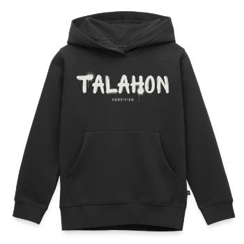 CERTIFIED TALAHON - Kids Premium Organic Hoodie - black - Front - AI Model Kid Male (0cm)