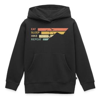ESSEN, SCHLAFEN, WANDERN, WIEDERHOLEN - Kinder Premium Organic Hoodie - Schwarz - Vorne - AI Model Kid Male (0cm)