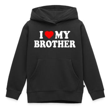 i love my brother - Kinder Premium Organic Hoodie - Schwarz - Vorne - AI Model Kid Male (0cm)