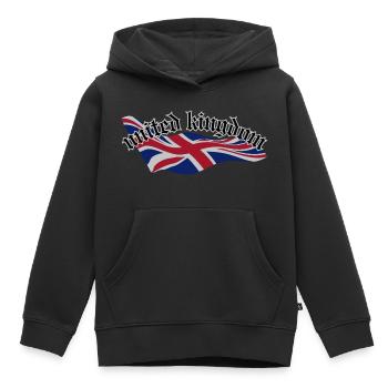 Royaume-Uni - Sweat Premium à capuche enfant bio - noir - Devant - AI Model Kid Male (0cm)
