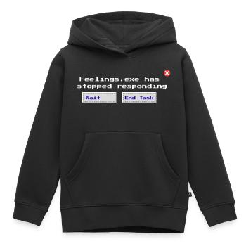 Feelings.exe reagiert nicht mehr – Glitched Sad - Kinder Premium Organic Hoodie - Schwarz - Vorne - AI Model Kid Male (0cm)