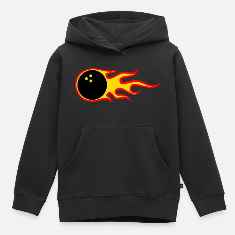 Ball on Fire - Kinder Premium Organic Hoodie - Schwarz