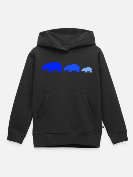 nilpferd familie - Kinder Premium Organic Hoodie - Schwarz