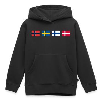Drapeaux scandinaves - Sweat Premium à capuche enfant bio - noir - Devant - AI Model Kid Male (0cm)