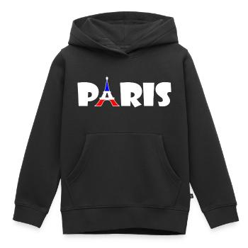 Paris - Sweat Premium à capuche enfant bio - noir - Devant - AI Model Kid Male (0cm)
