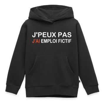 Ich kann nicht, ich habe einen fiktiven Job - Kinder Premium Organic Hoodie - Schwarz - Vorne - AI Model Kid Male (0cm)