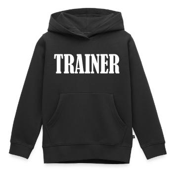 Entraîneur - Sweat Premium à capuche enfant bio - noir - Devant - AI Model Kid Male (0cm)