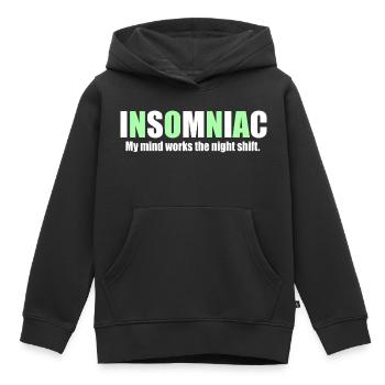 Mon travaille la nuit - Sweat Premium à capuche enfant bio - noir - Devant - AI Model Kid Male (0cm)