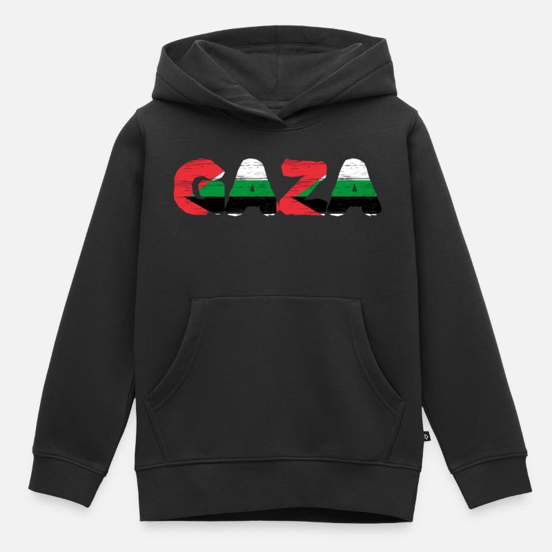 Gaza - Sweat Premium à capuche enfant bio - noir