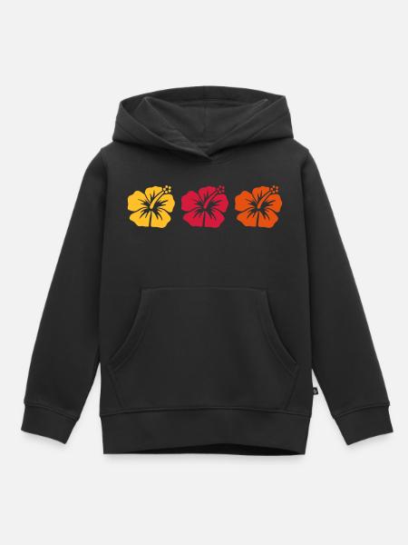 Hibiskus - Kinder Premium Organic Hoodie - Schwarz