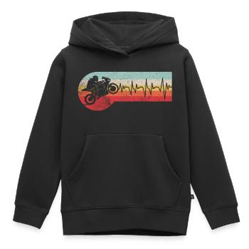 Motorrad Herzschlag Motorradfahrer Rennmaschine - Kinder Premium Organic Hoodie - Schwarz - Vorne - AI Model Kid Male (0cm)