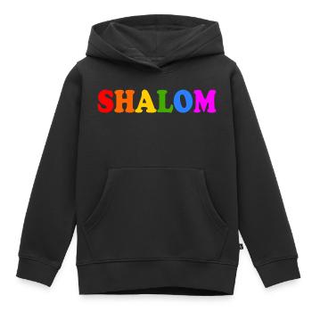 Shalom - Sweat Premium à capuche enfant bio - noir - Devant - AI Model Kid Male (0cm)