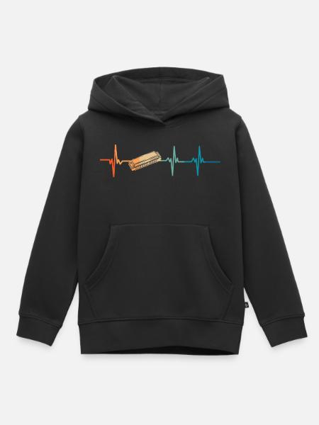 Mundharmonika-Herzschlag - Kinder Premium Organic Hoodie - Schwarz