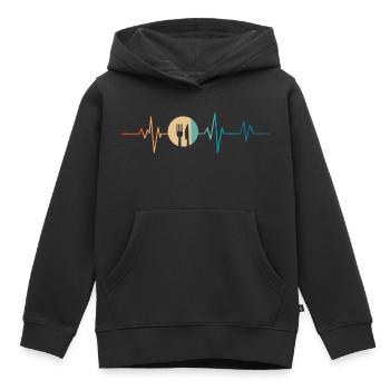 Retro Heartbeat Löffel und Gabel - Kinder Premium Organic Hoodie - Schwarz - Vorne - AI Model Kid Male (0cm)