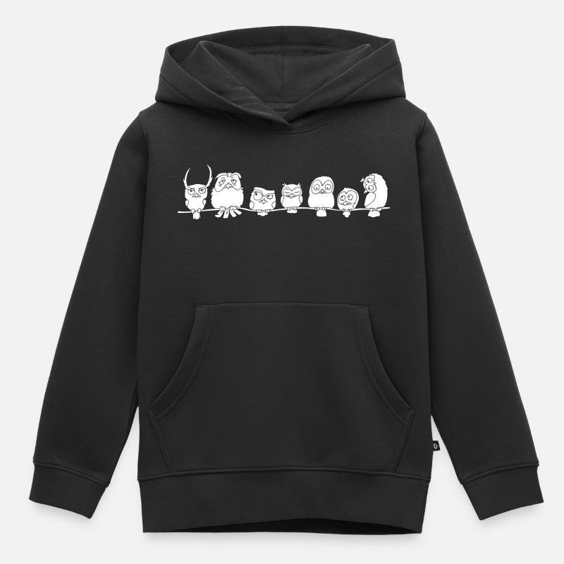 Gang de chouettes - Sweat Premium à capuche enfant bio - noir
