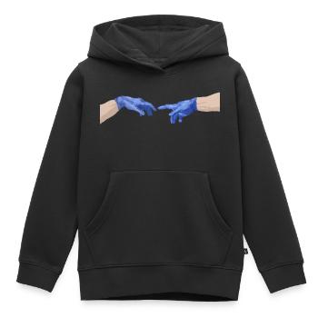 Gants de protection Michelangelo Funny Medical - Sweat Premium à capuche enfant bio - noir - Devant - AI Model Kid Male (0cm)