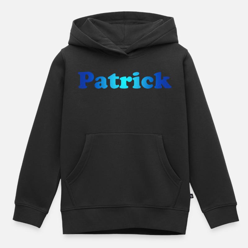 Patrick, bleu - Sweat Premium à capuche enfant bio - noir