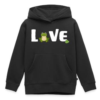 Frogs "frog love" Frog Prince - Kids Premium Organic Hoodie - black - Front - AI Model Kid Male (0cm)