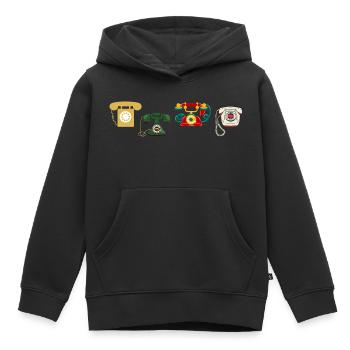 téléphone rétro vintage - Sweat Premium à capuche enfant bio - noir - Devant - AI Model Kid Male (0cm)