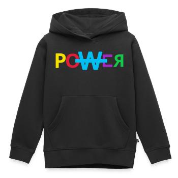 Musique de puissance Grafik Musique de puissance Graphique - Sweat Premium à capuche enfant bio - noir - Devant - AI Model Kid Male (0cm)