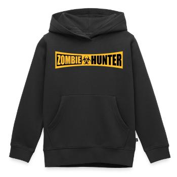 chasseur de zombies citation d’Halloween - Sweat Premium à capuche enfant bio - noir - Devant - AI Model Kid Male (0cm)
