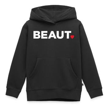 Beauté - Sweat Premium à capuche enfant bio - noir - Devant - AI Model Kid Male (0cm)