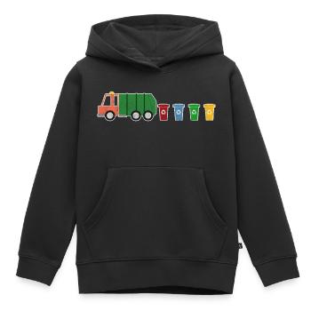 Poubelles Camion Poubelles De collecte des ordures I Cadeau - Sweat Premium à capuche enfant bio - noir - Devant - AI Model Kid Male (0cm)