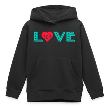 J’AIME LE CAFÉ J’AIME LA VIE - Sweat Premium à capuche enfant bio - noir - Devant - AI Model Kid Male (0cm)