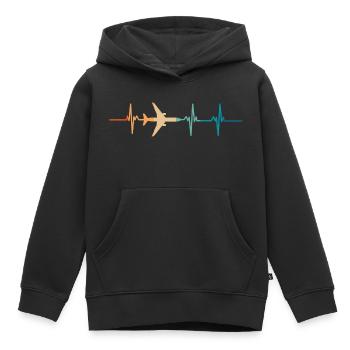 Battement de cœur avion - Sweat Premium à capuche enfant bio - noir - Devant - AI Model Kid Male (0cm)