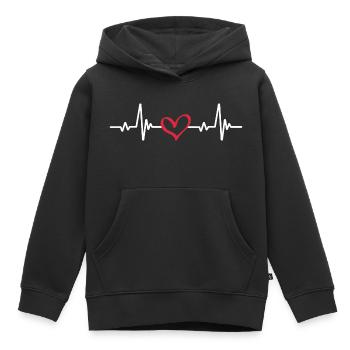 Battement De Coeur Avec Le Coeur - L'amour - Sweat Premium à capuche enfant bio - noir - Devant - AI Model Kid Male (0cm)