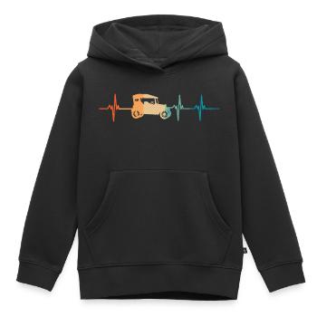 Battement de cœur Voiture ancienne - Sweat Premium à capuche enfant bio - noir - Devant - AI Model Kid Male (0cm)