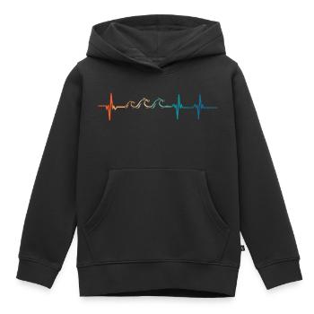 Battement de cœur vague - Sweat Premium à capuche enfant bio - noir - Devant - AI Model Kid Male (0cm)