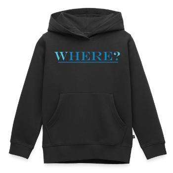 où? - Sweat Premium à capuche enfant bio - noir - Devant - AI Model Kid Male (0cm)