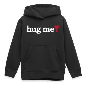 Hug me - Kids Premium Organic Hoodie - black - Front - AI Model Kid Male (0cm)