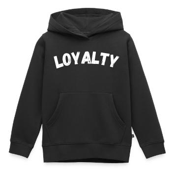 Loyalty - Kids Premium Organic Hoodie - black - Front - AI Model Kid Male (0cm)