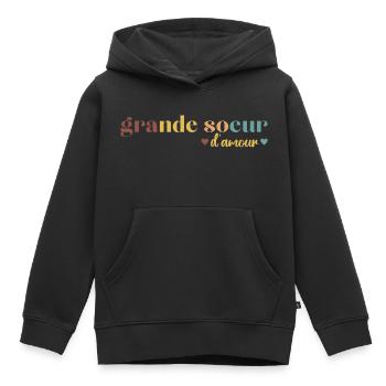 Grande soeur d' amour cadeau pour grande soeur - Sweat Premium à capuche enfant bio - noir - Devant - AI Model Kid Male (0cm)