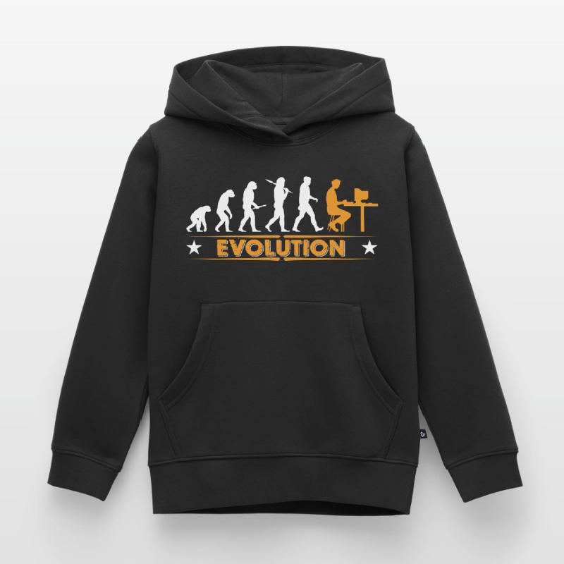 Computer Nerd Evolution - orange/weiss Sweat Premium à capuche enfant bio