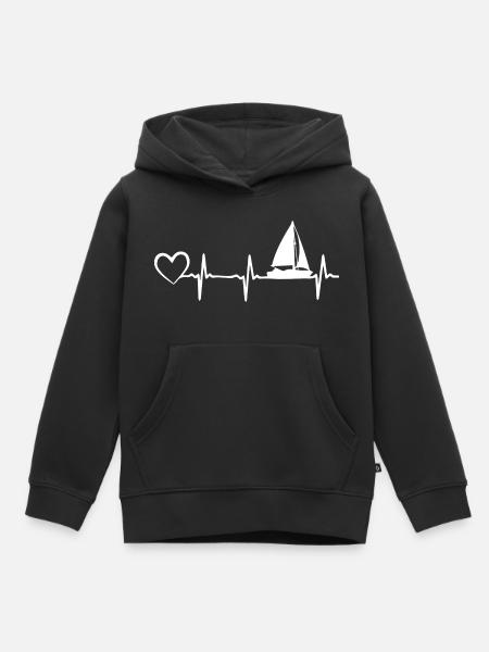 Segelboot Heartbeat Segelboot Segelboot - Kinder Premium Organic Hoodie - Schwarz