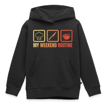 Cuisine du week-end - Sweat Premium à capuche enfant bio - noir - Devant - AI Model Kid Male (0cm)