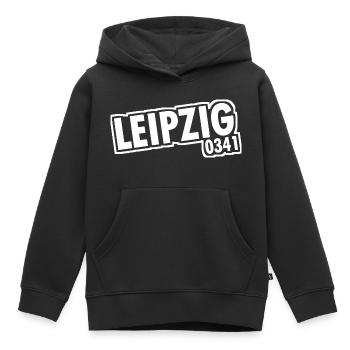 Leipzig - 0341 - Indicatif régional - Saxe - Sweat Premium à capuche enfant bio - noir - Devant - AI Model Kid Male (0cm)