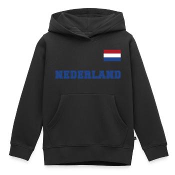 Look maillot des Pays-Bas - Pays-Bas - NEDERLAND - Sweat Premium à capuche enfant bio - noir - Devant - AI Model Kid Male (0cm)